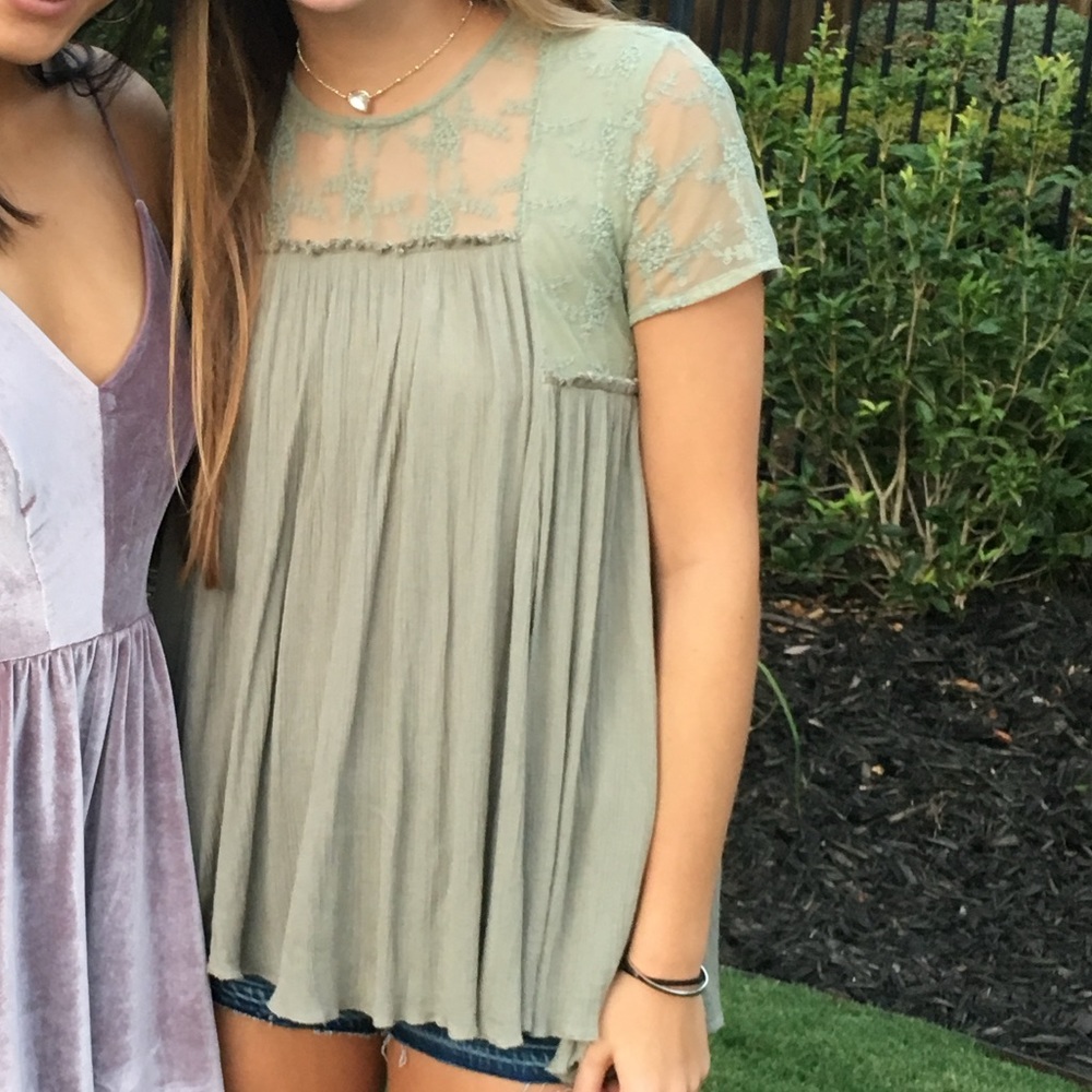 Altar’d State Green Flowy Lace Blouse M